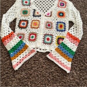 NWOT- Colorful Crochet Cardigan